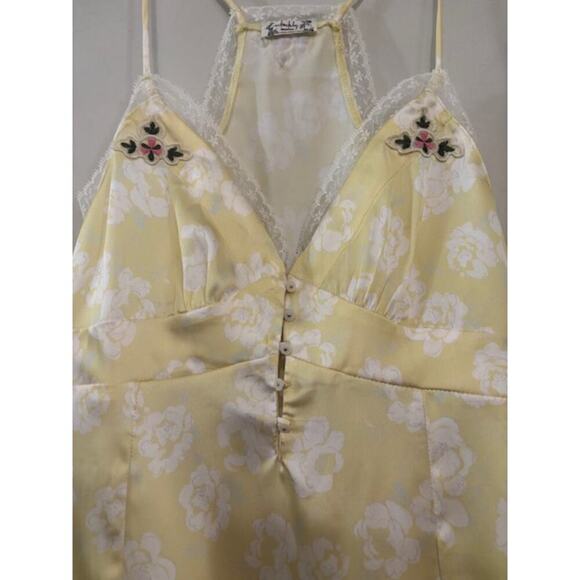 Free People Intimately Cami Tank Lace Satin Lemon Custard Floral Small - Picture 5 of 8